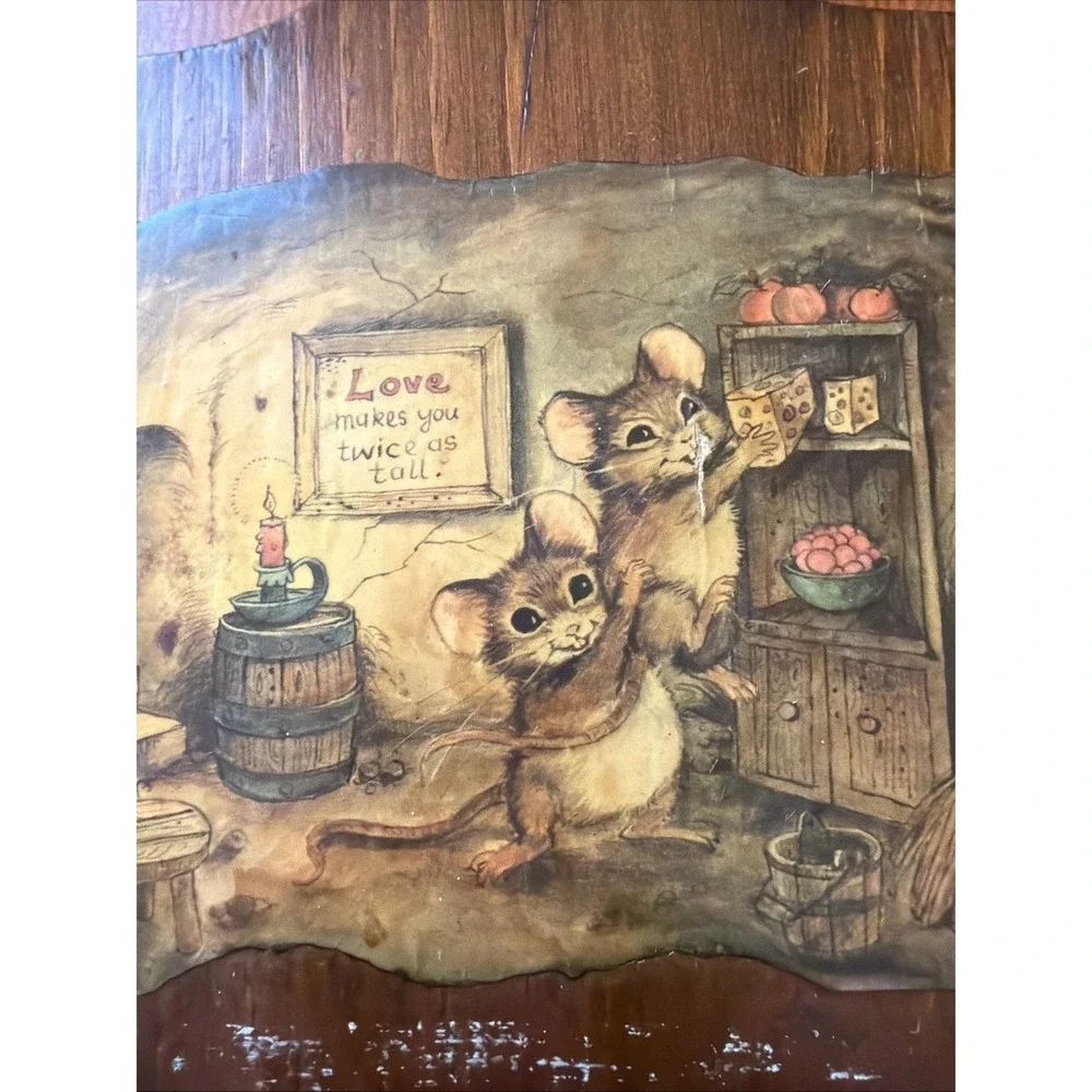 W.M. Otto Wooden Wall Art Mice Vintage 1970's